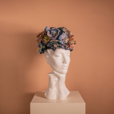 Hat covered in Silk Flowers