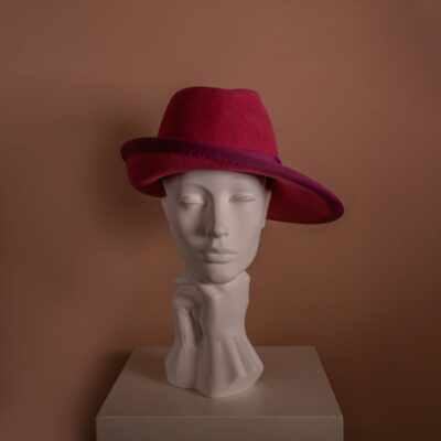 Assymetrical Hat in Pink velours felt