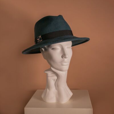 Fedora Hat in Teal velours felt